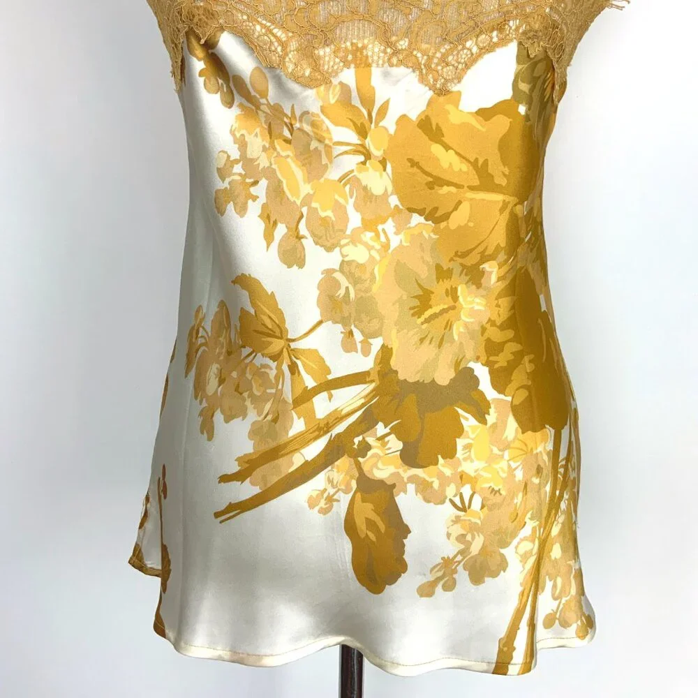 New Gold Hawk Silk Golden Bloom Claire Camisole Top Sz M - Picture 9 of 16